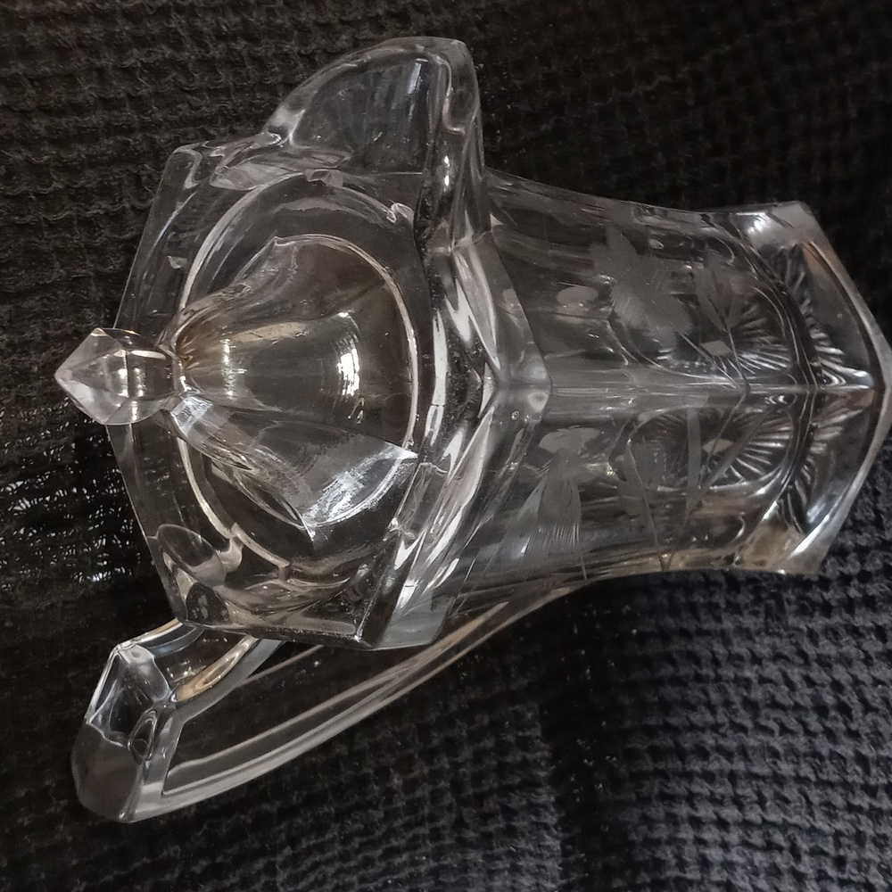 EAPG Jefferson Glass Chippendale Covered Syrup Etched Bird Lock Lid Clear 1919